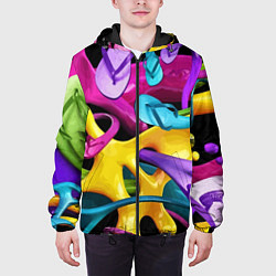 Куртка с капюшоном мужская Пляжный паттерн Summer, цвет: 3D-черный — фото 2