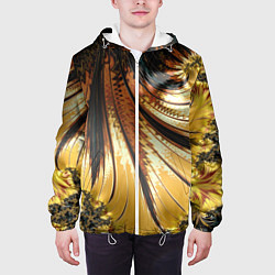 Куртка с капюшоном мужская Черный с золотым фрактал Абстракция, цвет: 3D-белый — фото 2
