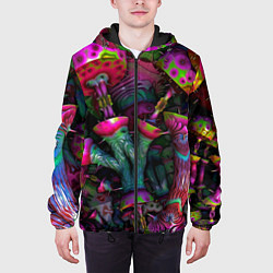 Куртка с капюшоном мужская Вот такие грибочки Pattern Психоделика, цвет: 3D-черный — фото 2