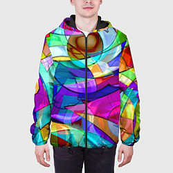 Куртка с капюшоном мужская Геометрический паттерн Абстракция, цвет: 3D-черный — фото 2