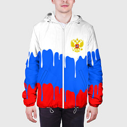Куртка с капюшоном мужская Флаг герб russia, цвет: 3D-белый — фото 2