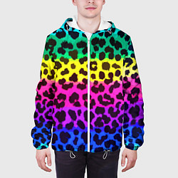 Куртка с капюшоном мужская Leopard Pattern Neon, цвет: 3D-белый — фото 2