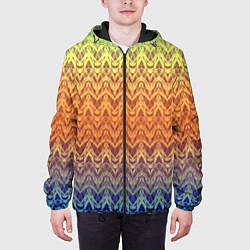 Куртка с капюшоном мужская Модный современный узор зигзаг, цвет: 3D-черный — фото 2