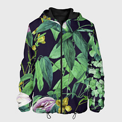 Куртка с капюшоном мужская Цветы Ботанические, цвет: 3D-черный