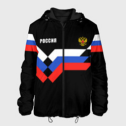 Куртка с капюшоном мужская РОССИЯ ТРИКОЛОР ЛИНИИ, цвет: 3D-черный