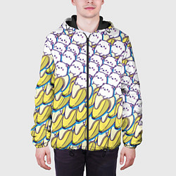 Куртка с капюшоном мужская Котики и бананы Паттерн Лето, цвет: 3D-черный — фото 2