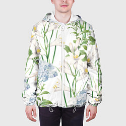 Куртка с капюшоном мужская Цветы Утонченные и Яркие, цвет: 3D-белый — фото 2