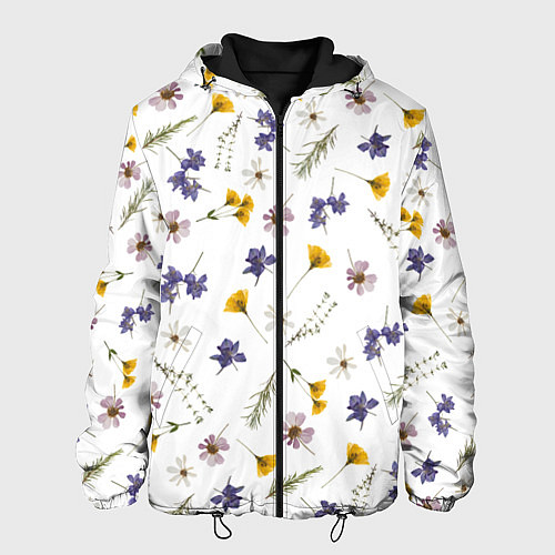 Мужская куртка Простые цветы на белом фоне / 3D-Черный – фото 1