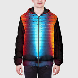 Куртка с капюшоном мужская Кирпичная стена Неон, цвет: 3D-черный — фото 2