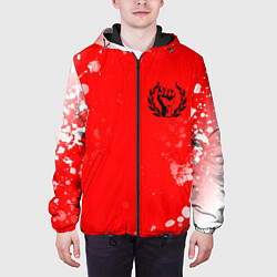 Куртка с капюшоном мужская СССР - КУЛАК Брызги, цвет: 3D-черный — фото 2