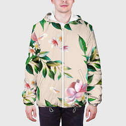 Куртка с капюшоном мужская Цветы Летние, цвет: 3D-белый — фото 2