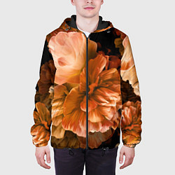 Куртка с капюшоном мужская Цветы Пионы, цвет: 3D-черный — фото 2