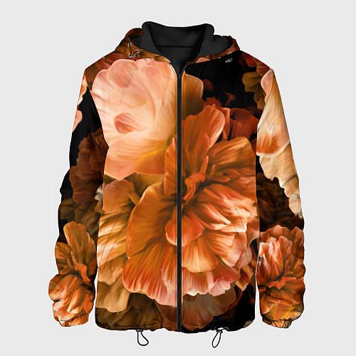 Мужская куртка Цветы Пионы / 3D-Черный – фото 1