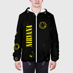 Куртка с капюшоном мужская Nirvana паттерн смайлы, цвет: 3D-белый — фото 2