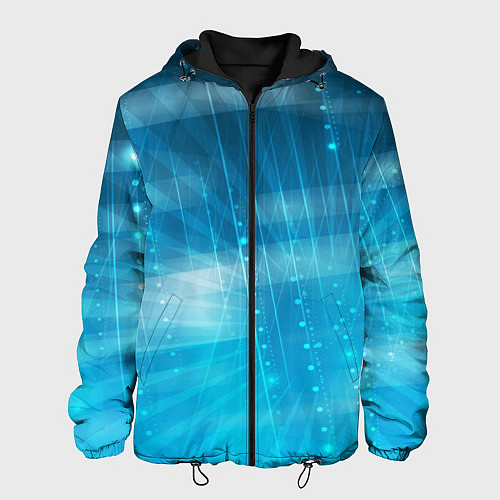 Мужская куртка Линии на голубом фоне / 3D-Черный – фото 1