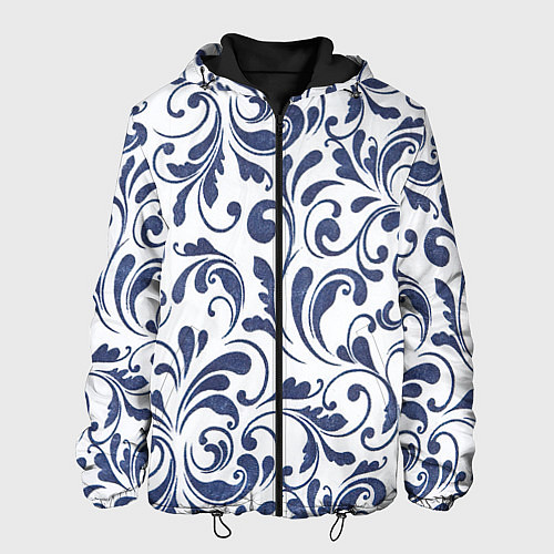 Мужская куртка Гжелевый рисунок / 3D-Черный – фото 1