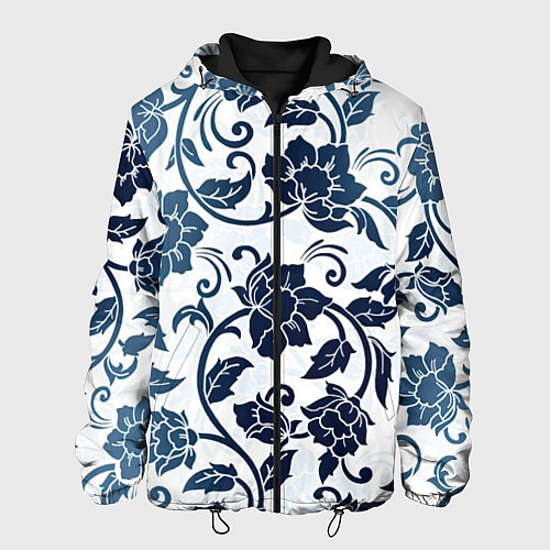 Мужская куртка Гжелевые цветы / 3D-Черный – фото 1