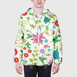 Куртка с капюшоном мужская Поле полевых цветов, цвет: 3D-белый — фото 2