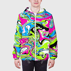Куртка с капюшоном мужская Абстрактные мраморные разводы в ярких цветах Поп а, цвет: 3D-белый — фото 2