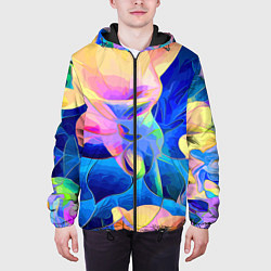 Куртка с капюшоном мужская Цветочный красочный паттерн, цвет: 3D-черный — фото 2
