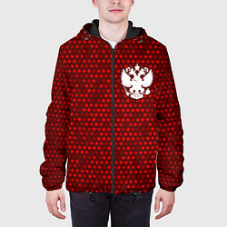 Куртка с капюшоном мужская RUSSIA - ГЕРБ Космос, цвет: 3D-черный — фото 2