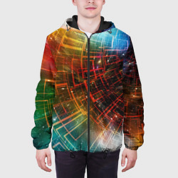 Куртка с капюшоном мужская Portal - Neon Space - туннель из энергетических па, цвет: 3D-черный — фото 2