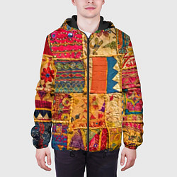 Куртка с капюшоном мужская Пэчворк Лоскутное одеяло Patchwork Quilt, цвет: 3D-черный — фото 2