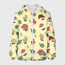 Куртка с капюшоном мужская Mushroom, грибы- грибочки, цвет: 3D-белый