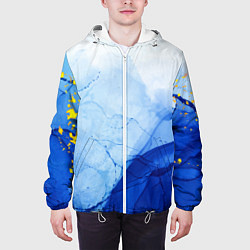 Куртка с капюшоном мужская Watercolor texture with gold, цвет: 3D-белый — фото 2