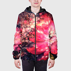 Куртка с капюшоном мужская Нежные цветы и блестки, цвет: 3D-черный — фото 2