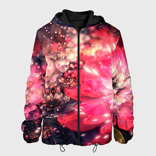 Мужская куртка Нежные цветы и блестки / 3D-Черный – фото 1