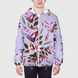 Куртка с капюшоном мужская Цветы Вересковый Сад, цвет: 3D-белый — фото 2