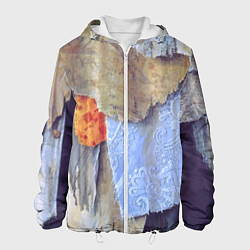 Куртка с капюшоном мужская Разноцветные лоскуты ткани тряпка Rags hanging on, цвет: 3D-белый