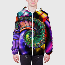 Куртка с капюшоном мужская Красочная фрактальная спираль Colorful fractal spi, цвет: 3D-белый — фото 2