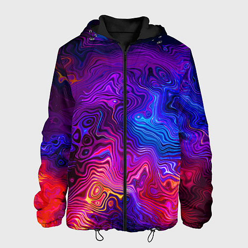 Мужская куртка Цветные неоновые разводы на воде Авангард Colored / 3D-Черный – фото 1
