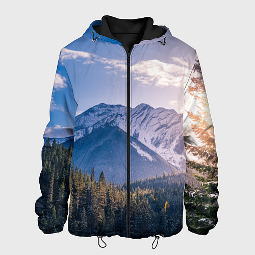 Мужская куртка Горы Лес Солнце / 3D-Черный – фото 1
