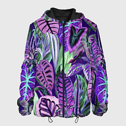 Куртка с капюшоном мужская Цветы Яркие Тропики, цвет: 3D-черный
