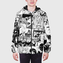 Куртка с капюшоном мужская Евангелион паттерн, цвет: 3D-черный — фото 2