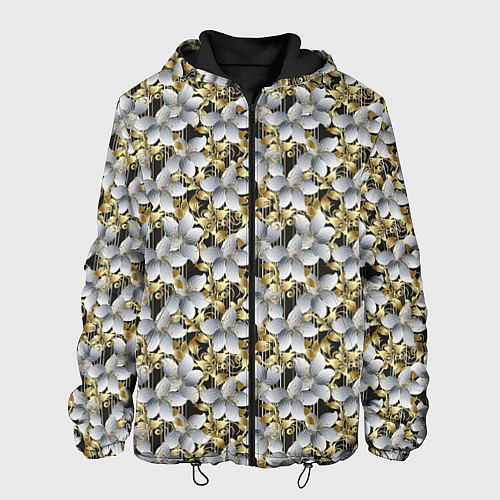 Мужская куртка Объемные 3D лепестки цветы / 3D-Черный – фото 1