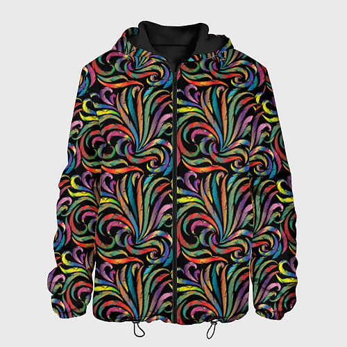 Мужская куртка Разноцветные яркие узоры / 3D-Черный – фото 1
