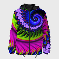 Куртка с капюшоном мужская Разноцветная неоновая спираль Абстракция Multicolo, цвет: 3D-черный