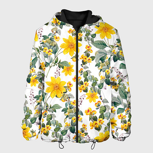 Мужская куртка Цветы Жёлтого Цвета / 3D-Черный – фото 1