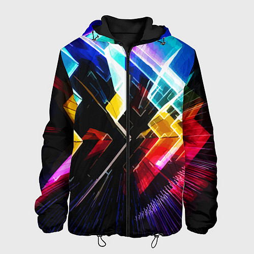 Мужская куртка Неоновая молния Абстракция Neon Lightning Abstract / 3D-Черный – фото 1
