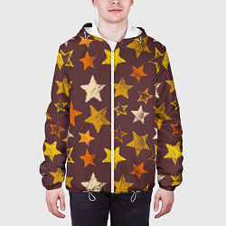 Куртка с капюшоном мужская Звездное коричневое небо, цвет: 3D-белый — фото 2