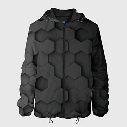 Куртка с капюшоном мужская Чёрные 3D пластины black 3d plates плиты, цвет: 3D-черный