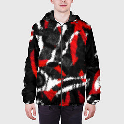 Куртка с капюшоном мужская Масляная Аэрография Краска Штрихи, цвет: 3D-черный — фото 2