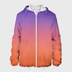 Куртка с капюшоном мужская Трендовый красно-фиолетовый градиент, цвет: 3D-белый