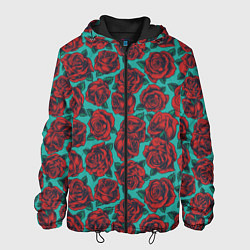 Куртка с капюшоном мужская Розы тату, цвет: 3D-черный