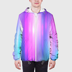 Куртка с капюшоном мужская Northern lights, Северное сияние, неоновое свечени, цвет: 3D-белый — фото 2