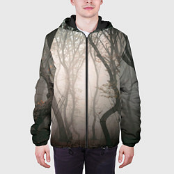 Куртка с капюшоном мужская Лес Туман, цвет: 3D-черный — фото 2